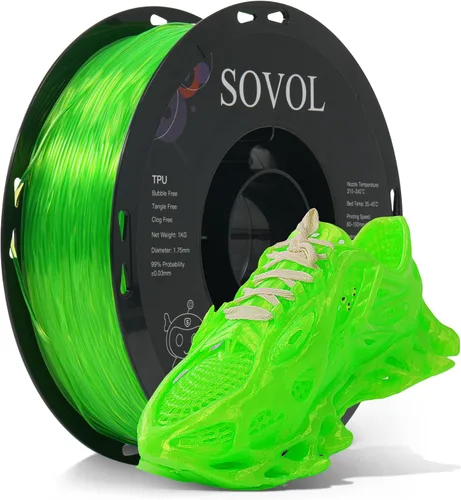 Vista 27 de Sovol Materiales de impresión 3D del filamento 5.74 ft m 2.2 lbs de PETG de Alta precisión, fuerte dureza, tensión de cableado, precisión Verde