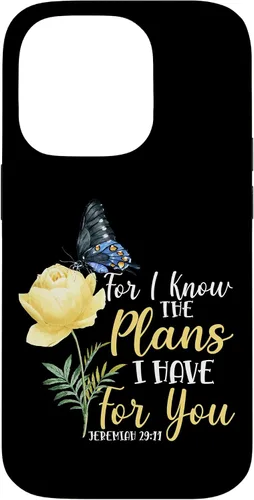 Vista 17 de iPhone 16 Christian Bible Verse Butterfly Rose Flower Jeremiah 29:11 Case