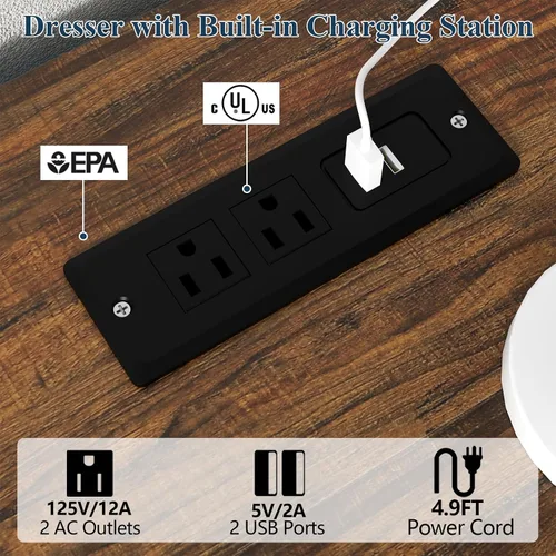 Vista 9 de Loomie - Mesa de consola larga de 63" con luces LED y toma de corriente, mesa de sofá de estilo granja de 2 niveles detrás del sofá