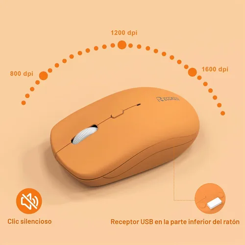 Vista 6 de Reccazr - Combo de teclado y mouse inalámbricos, teclado y mouse de tamaño completo 2.4G, inalámbrico, mouse ajustable de 3 DPI, teclado de doble