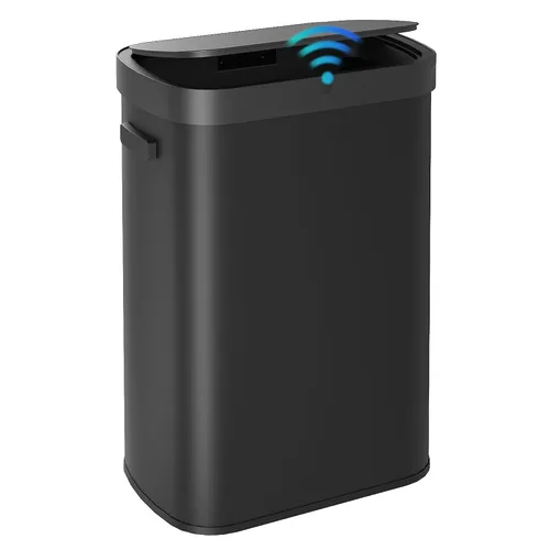 Vista 10 de WLIVE Bote de basura doble de acero inoxidable de 2 x 8 galones, cubo de basura doble para cocina con tapa de cierre suave, combo de basura