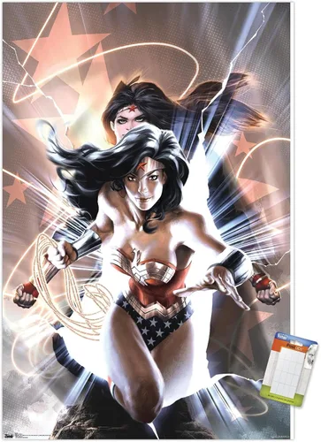 Vista 10 de Trends International DC Comics - Póster de pared de la Mujer Maravilla, 14.725 x 22.375 pulgadas, versión enmarcada de madera de granero