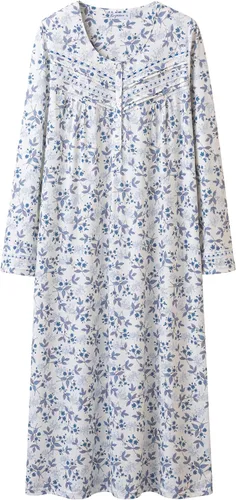 Vista 23 de Keyocean Camisones para mujer, suaves 100% algodón, cómodos camisones de manga larga para dormir para mamá Danderlion Azul