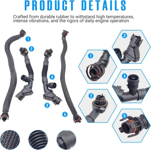 Vista 4 de 4 piezas de tubo de ventilación de cárter izquierdo y derecho para BMW 550i 650i 750i 750Li Alpina B7 X5 X6 xDrive35i N63 4.4L 11157575640