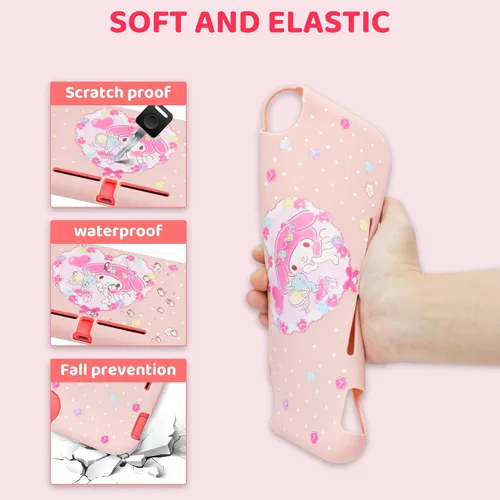 Vista 4 de GLDRAM Paquete de funda de transporte para Nintendo Switch Lite bonita funda de viaje rosa con cubierta de TPU suave, protector de pantalla