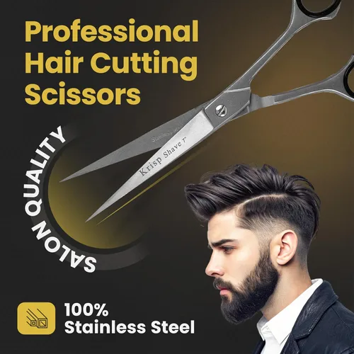 Vista 2 de Tijeras de corte de pelo profesionales, tijeras japonesas de acero inoxidable para peluquería (7 pulgadas) - Tijeras para barba, bigote, mujeres