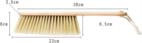 Vista 2 de REPYL Cepillo de limpieza de escoba de mano con mango de madera de cerdas suaves para limpieza de automóviles, camas, sofás y alfombras