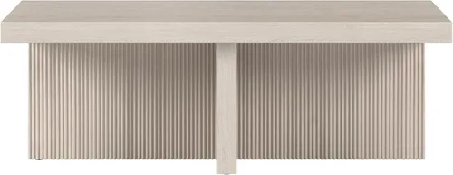 Vista 6 de Henn&Hart Mesa de centro rectangular de madera acanalada de 44 pulgadas con pedestal de bajo perfil con base de pedestal acanalada para sala