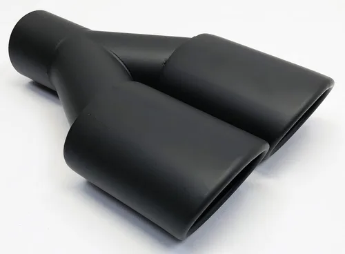 Vista 7 de Punta de escape 2.25 Entrada Dual 3.00 Oval X 2.50 High Outlets 9.75 Long Resonated Matte Black 304 Stainless WDOR30250975-225-MBK-SS Punta