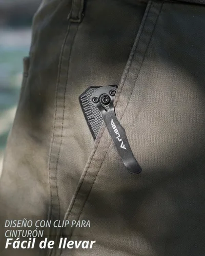 Vista 8 de FLISSA Mini cuchillo de bolsillo plegable, hoja de acero inoxidable de 2.5 Negro