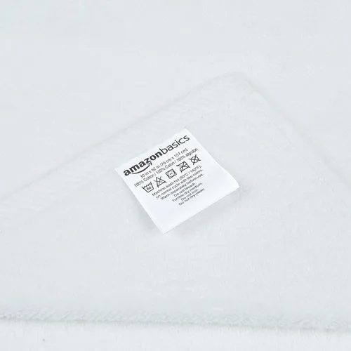 Vista 7 de Amazon Basics 2 toallas de baño de gran tamaño de secado rápido, 100% algodón, color blanco, de 62 x 30 pulgadas