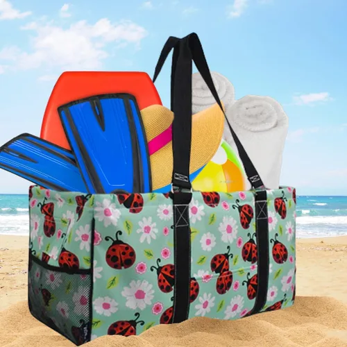 Vista 123 de NGIL Bolsa de comestibles reutilizable extra grande plegable de gran tamaño para comestibles, almacenamiento, picnic, playa, Estampado
