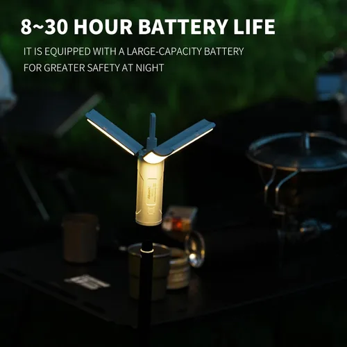 Vista 8 de Allspark - Luz de camping plegable recargable con soporte, impermeable, colgante LED, luces de tienda de campaña magnéticas, regulables, con trípode