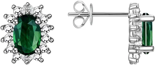 Vista 23 de Rylos Aretes tipo dormilona de plata de ley 925, ovalados y diamantes de 0.236 x 0.157 pulgadas, exquisitas joyas de piedra