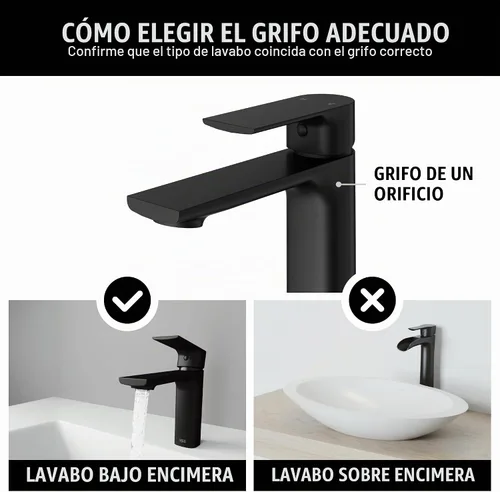 Vista 5 de VIGO Davidson - Grifo de lavabo de baño de un solo mango, 6 pulgadas, negro mate, diseño moderno, latón macizo, válvula de disco WaterSense