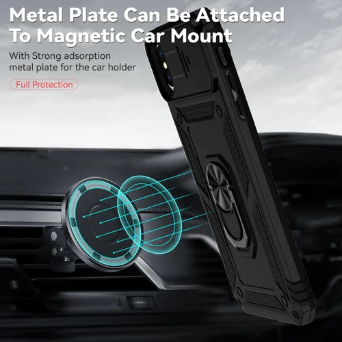 Vista 3 de Funda para iPhone Xs Max con cubierta para lente de cámara, protector de pantalla HD, doble capa de protección contra caídas de grado militar
