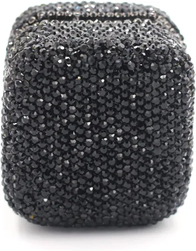Vista 8 de Caja de anillos de cristal de lujo para aretes, caja de almacenamiento de joyería, caja de regalo para anillo de propuesta, ceremonia, boda, Negro