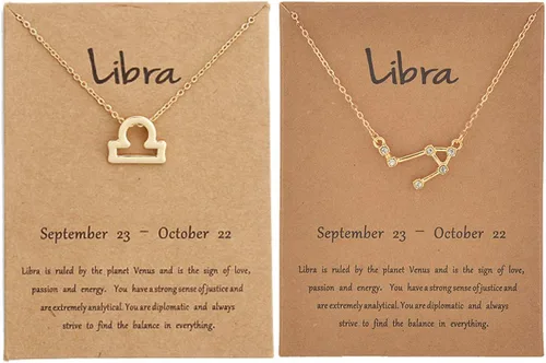 Vista 8 de Collar de escorpio Libra de 2 piezas, collar del zodiaco para mujer, collar de constelación, collar de signo de horóscopo, collares para citas