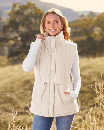 Vista 4 de BTFBM Chaleco casual para mujer, con botones, con cremallera, acolchado, con cordón, sin mangas, con bolsillos