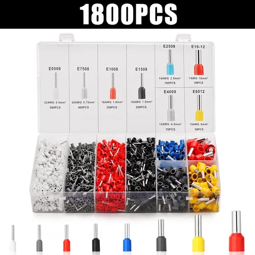 Vista 6 de Kit de herramientas de crimpado de virola - Sopoby Alicate de crimpado de virola (AWG 28-7) con kit de 1800 piezas de virolas de alambre Terminales
