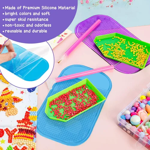 Vista 5 de 18 alfombrillas adhesivas antideslizantes para pintura de arte con diamantes, almohadilla de gel universal antideslizante de 5.6 x 3.3 pulgadas