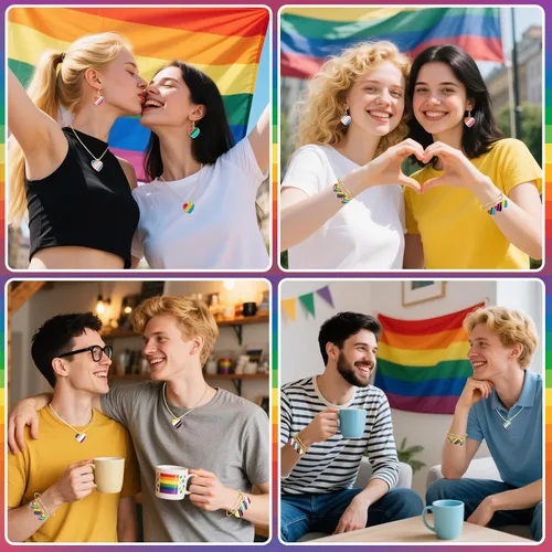 Vista 7 de SANNIX 90 Piezas Dijes de Corazón del Orgullo Corazón Arcoíris Dijes de Aleación Esmaltados a Rayas Colgante para Hacer Joyas Dijes Pendientes 10