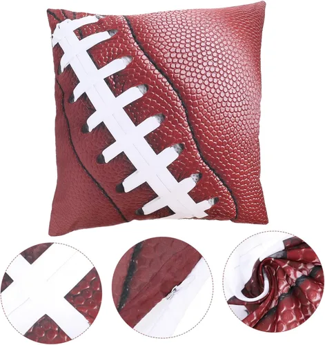 Vista 8 de STOBAZA Funda de almohada deportiva con patrón de rugby, funda de almohada decorativa para sala de estar, lavable y resistente, funda de almohada