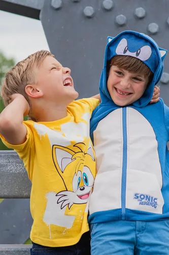 Vista 4 de SEGA Sonic The Hedgehog - Disfraz de forro polar con cremallera para niños pequeños a grandes