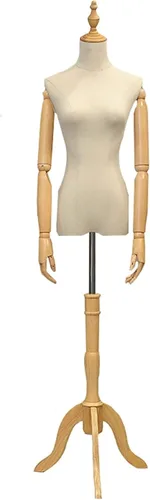Vista 7 de Clothing Store Props Female Bust, with Wood Arms & Base, Window Display Rack Full Body Wedding Dress Rack,Sqaure Base1-S,Sqaure Base1-M