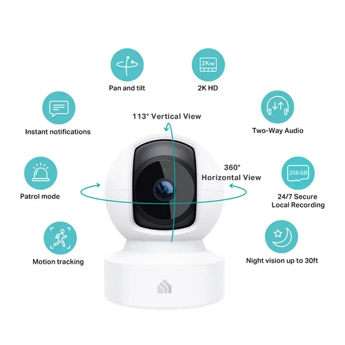 Vista 6 de Kasa Smart Cámara de seguridad de 4MP 2K para exteriores con cable y cámara de seguridad 2K para monitor de bebé, inclinación panorámica, cámara