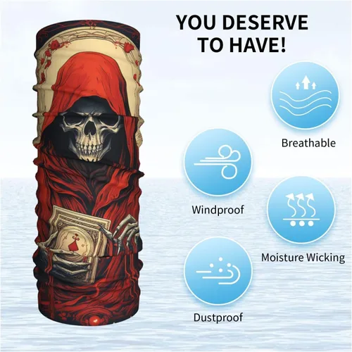 Vista 6 de CASGTNZ skull angel grim reaper Death Abstract red Neck Gaiter Face Cover Balaclava Gaiter Mask for Men Women Bandana for Motorcycle Cycling Riding