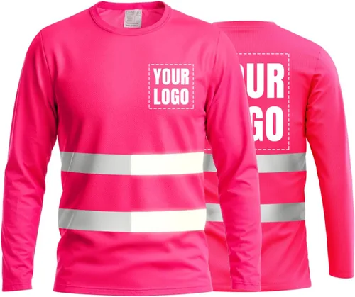 Vista 20 de La alta visibilidad reflexiva de las camisetas de la seguridad del logotipo de encargo Hola Vis de Verde neón - Estilo 8