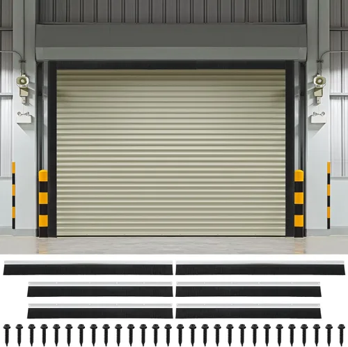 Vista 15 de DoubleFill Kit de sello de cepillo para puerta de garaje de 8 x 8 pies, sello de puerta enrollable de 2 pulgadas con riel de aluminio, cepillo