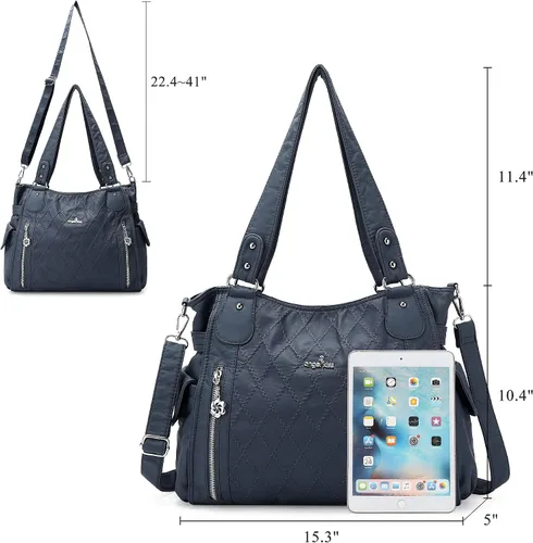 Vista 2 de Bolso de hombro para mujer, con asa superior, espacioso, casual, para mujer, de poliuretano