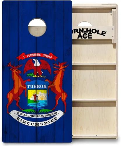 Vista 13 de CornholeAce ACE PRO State Flags Professional Cornhole Boards - No Bounce! Triple Wide Legs, 3/4" Baltic Birch Plywood, Handles, Regulation Size Texas