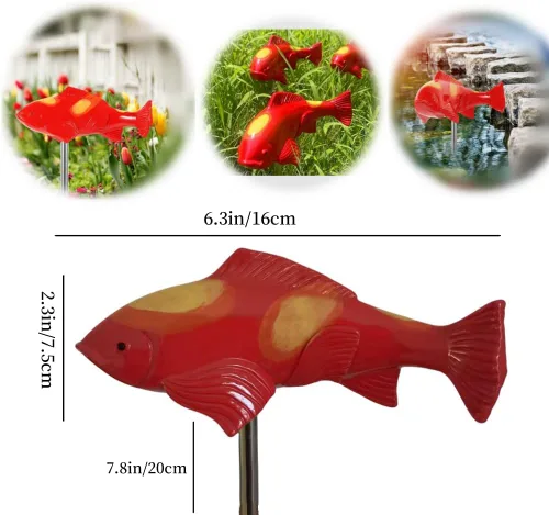 Vista 2 de Koi Fish Decor Garden, esculturas de resina Koi Art Decor con estaca, esculturas de jardín y estatuas, un juego de 3 piezas de esculturas de peces