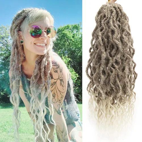 Vista 34 de Rizos de cabello sintético tejido en crochet de 16 pulgadas, 8 paquetes, Rizos de cabello tejido en crochet pre-enlazados con extremos rizados