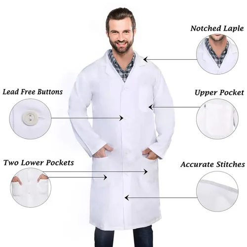 Vista 2 de DR Uniforms - Abrigo de laboratorio unisex (60% algodón, 40% poliéster) sanforizado para evitar que se encoja, (blanco) - 2XL