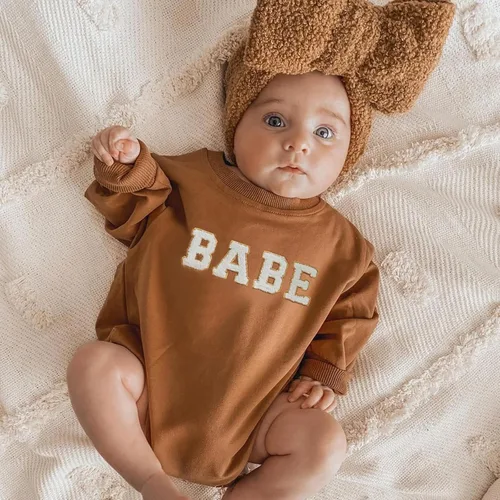 Vista 2 de Sudadera de manga larga para bebé niña con estampado de bebé, suéter de gran tamaño, ropa de otoño