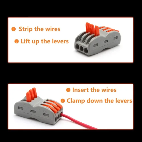 Vista 6 de x xotic tech 10 conectores de cable de palanca de empuje de 3 en 3 salidas, conectores compactos de cable de empuje de 3 circuitos, cables de 28 a