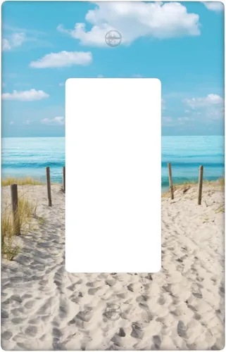 Vista 16 de Blue Ocean White Sand Beach 2 Gang Combination Toggle Rocker - Placa de pared para interruptor de luz doble, cubierta de salida decorativa eléctrica