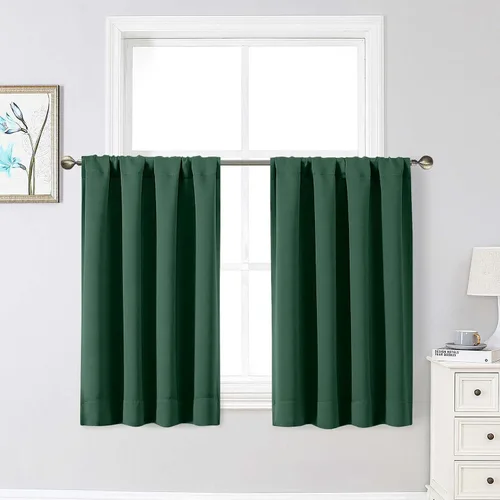 Vista 118 de Cortinas opacas para dormitorio, sala de estar, juego de 2 paneles de 54 pulgadas de largo, cortinas de oscurecimiento de habitación con aislamiento