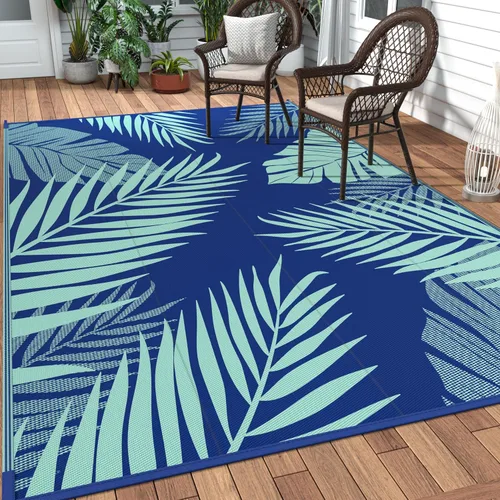 Vista 84 de GENIMO - Alfombra para exteriores de 6 x 9 pies, para patio, espacios amplios, reversible, de pajillas de plástico, alfombra impermeable para Azul