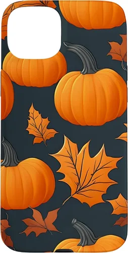 Vista 9 de iPhone 16 Pumpkins Black And Orange Plaid Fall Leaves Autumn Halloween Case