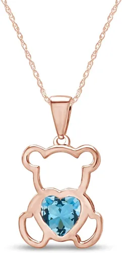 Vista 26 de Collar con colgante de oso de peluche con piedra natal para mujer Simulated Alexandrite