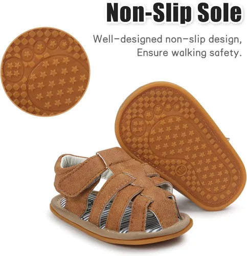 Vista 2 de Sandalias para bebé niña niño, suela antideslizante suave de primera calidad, sandalias de bebé para bebé, zapatos de playa casuales de verano