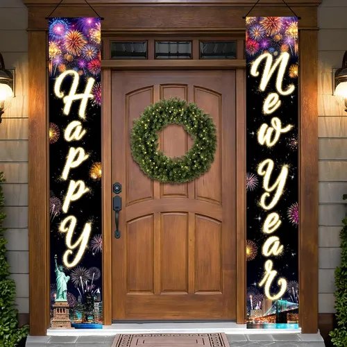 Vista 11 de KatchOn, Cartel extra grande de feliz año nuevo – 72 x 12 pulgadas Decoraciones de Año Nuevo 2026 Suministros de fiesta de Año Nuevo 2026