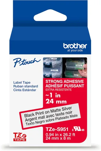 Vista 12 de Brother - Cinta laminada Negro sobre Amarillo, 24 mm Empaquetado al menudeo, Negro sobre blanco