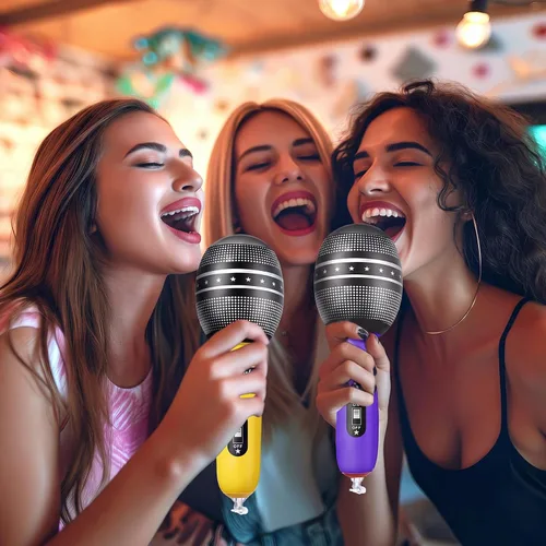Vista 4 de Zhanmai 12 micrófonos inflables para fiesta de cumpleaños Kpop, juguete falso de utilería de micrófono para estrella de rock, cantante, concierto
