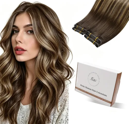 Vista 13 de Hetto - Extensiones de cabello humano real para coser, color negro azabache, #1, 12 pulgadas, 2.47 onzas Adhesivo suave, fuerte, uso diario
